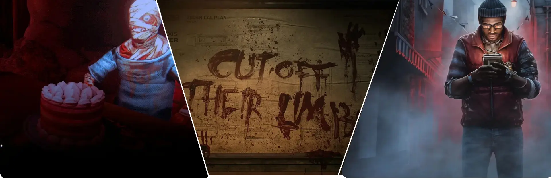 Horror game collage featuring Mouthwashing, Dead Space and Silent Hill: Townfall.