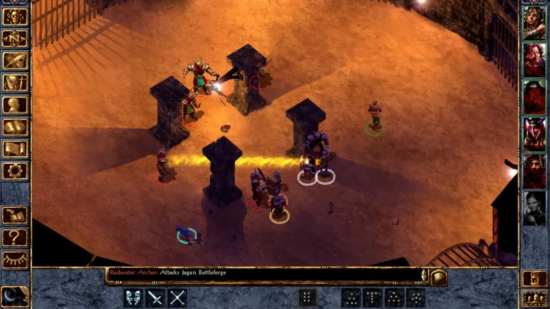 Classic Baldur’s Gate combat shows party members fighting enemies in an isometric arena