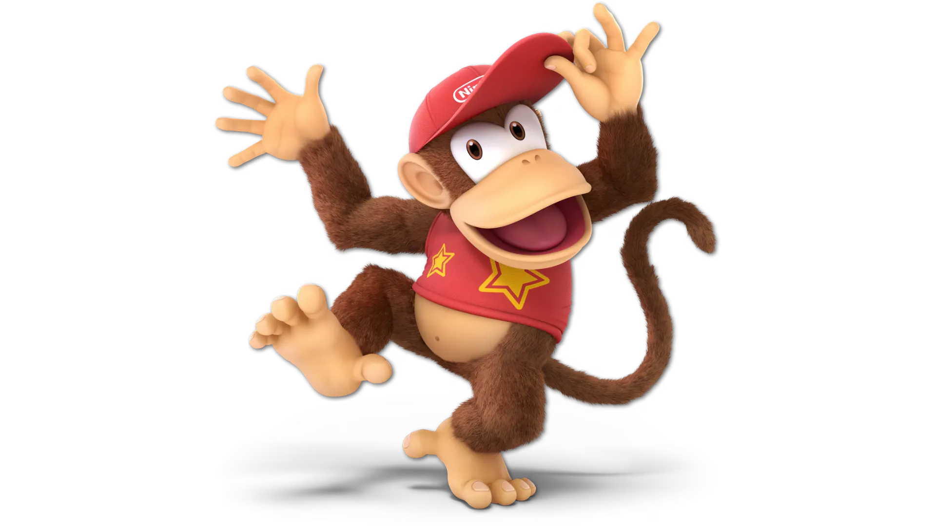 Diddy Kong jumping with his arms raised in Super Smash Bros. Ultimate.