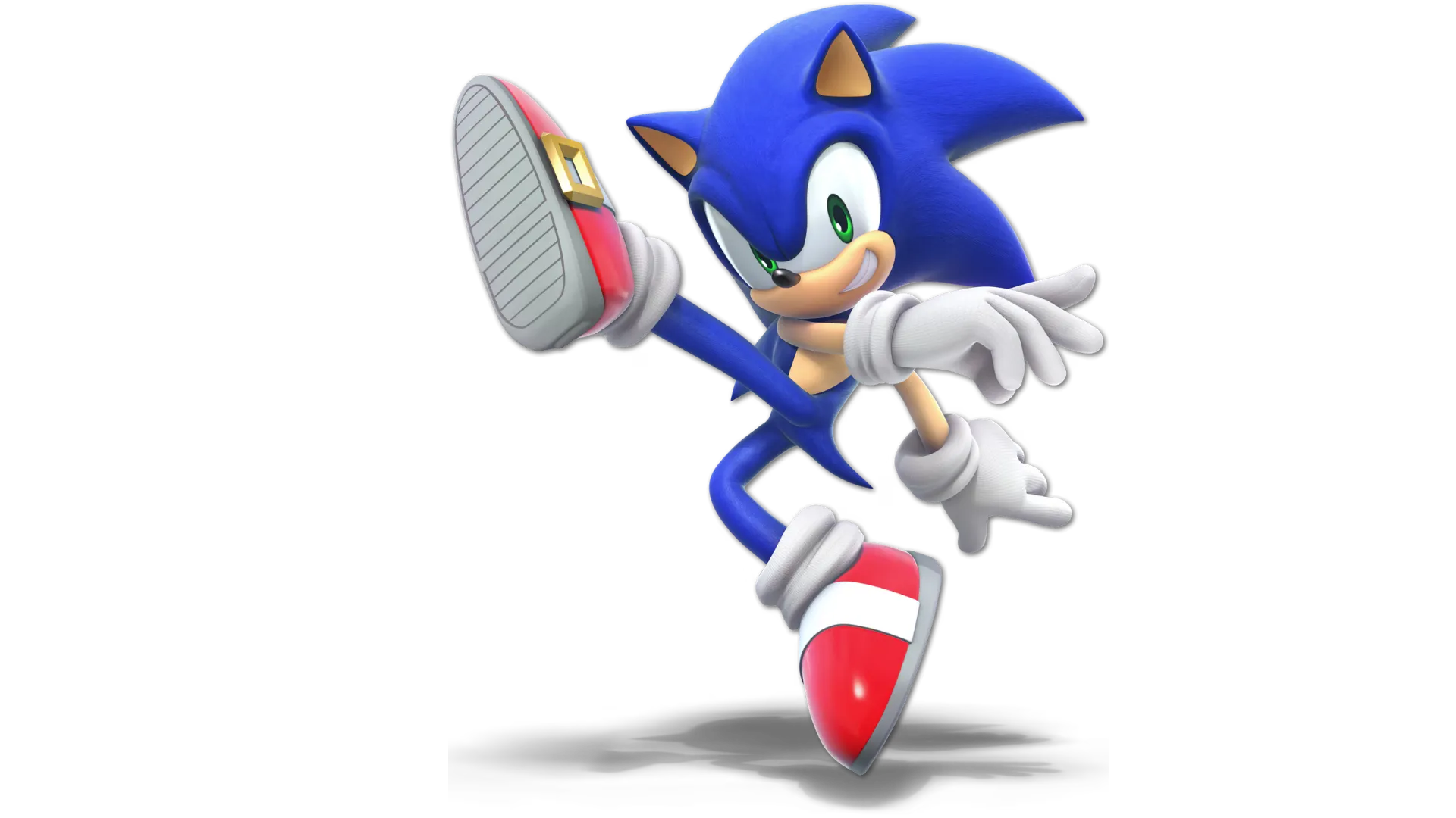 Sonic kicking forward in a Super Smash Bros. Ultimate character render.
