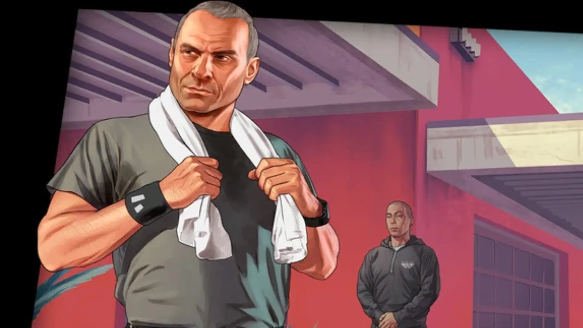 Devin Weston after a workout in Grand Theft Auto V