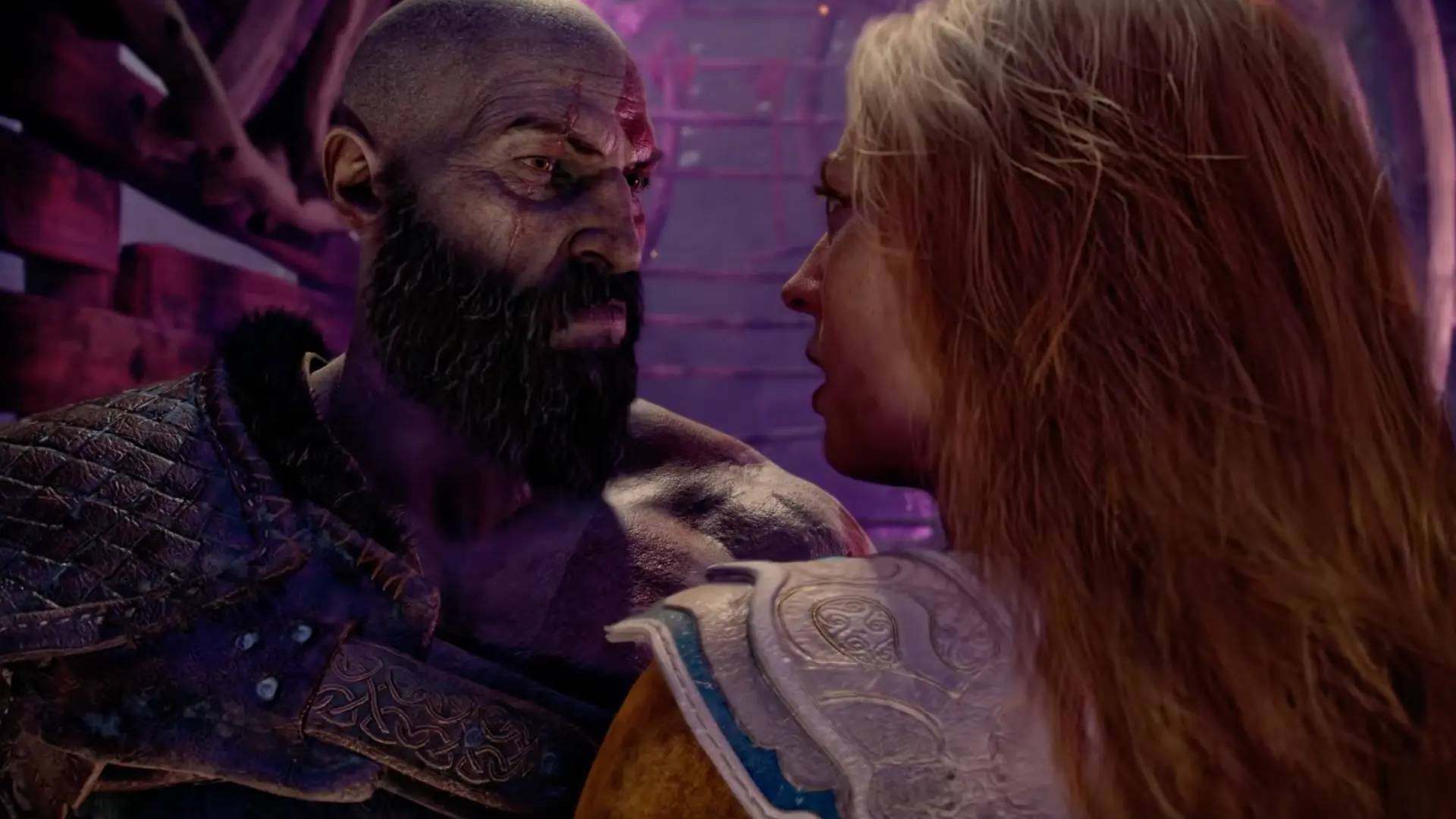 Kratos and Laufey share an emotional face-to-face moment in God of War Laufey