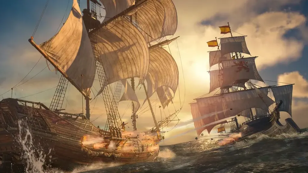 Naval battle between sailing ships in Assassin's Creed Black Flag Resynced