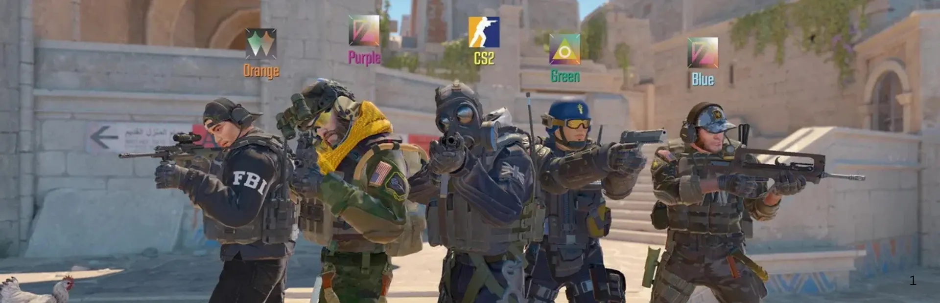 Counter-Strike 2 Counter-Terrorist operators from different factions showcased together on a multiplayer map.