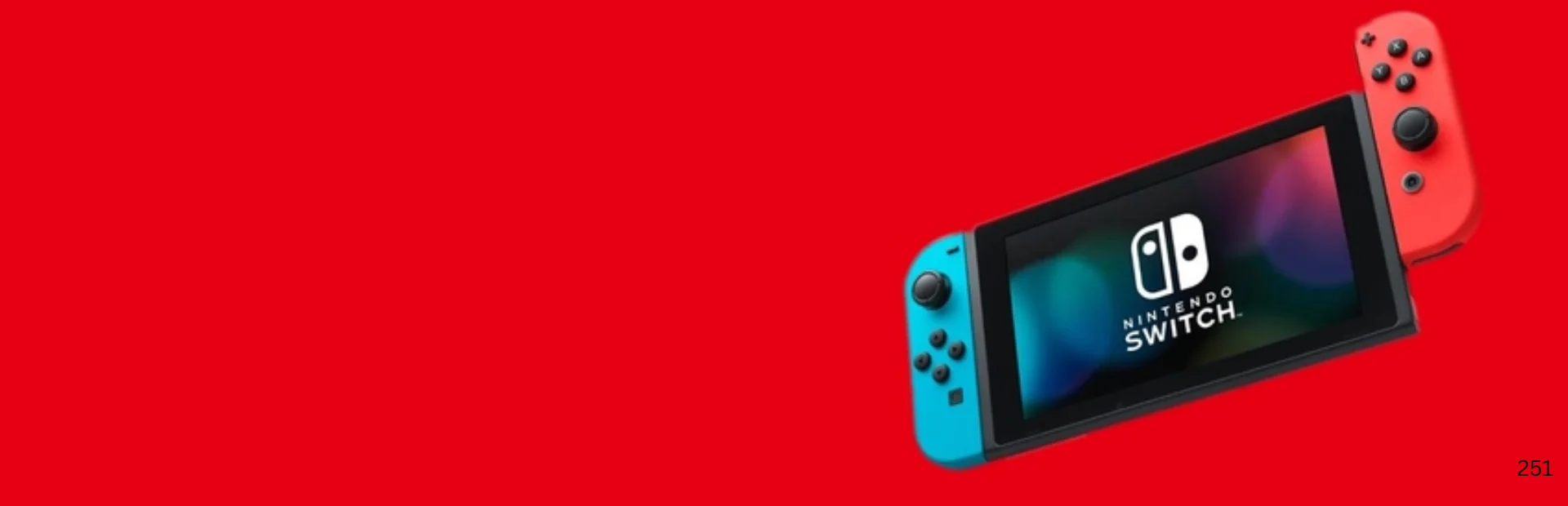 A Nintendo Switch console appears against a bright red background in official Nintendo-style artwork.