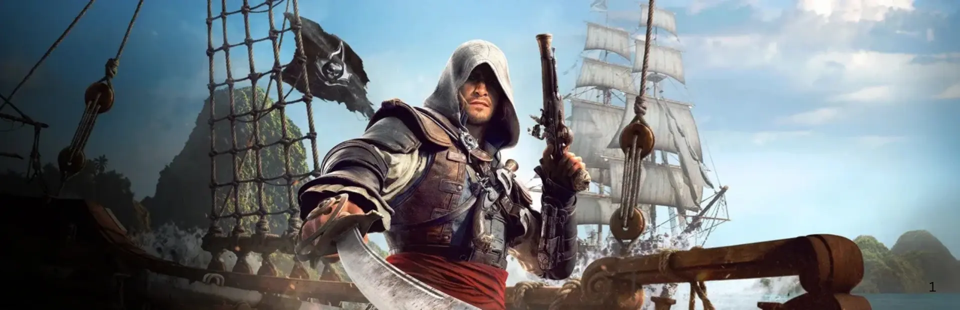 Edward Kenway standing aboard a pirate ship in Assassin's Creed Black Flag Resynced.