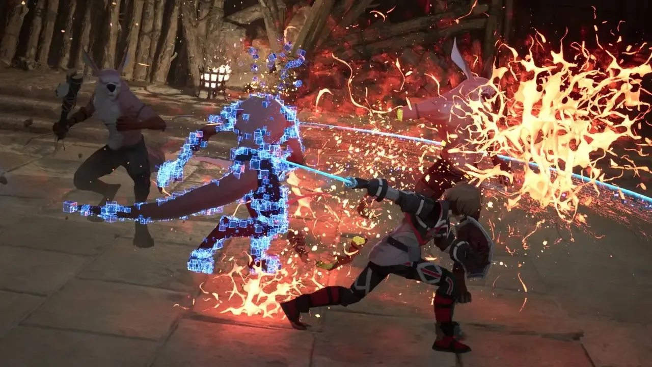 Player battles monsters with a one-handed sword during combat in Sword Art Online: Echoes of Aincrad.