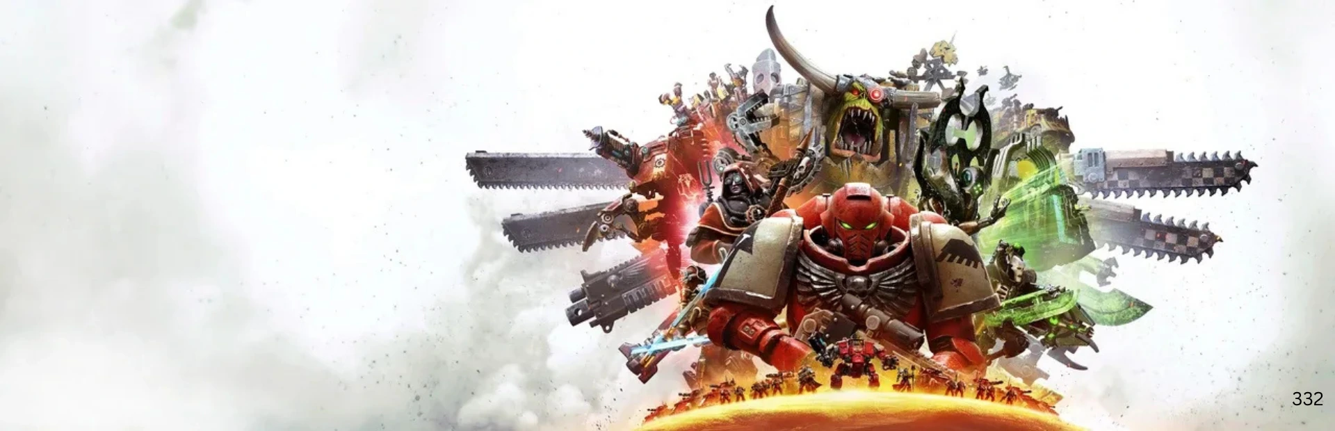 Space Marines, Orks and Necrons gathered in Warhammer 40,000: Dawn of War IV artwork