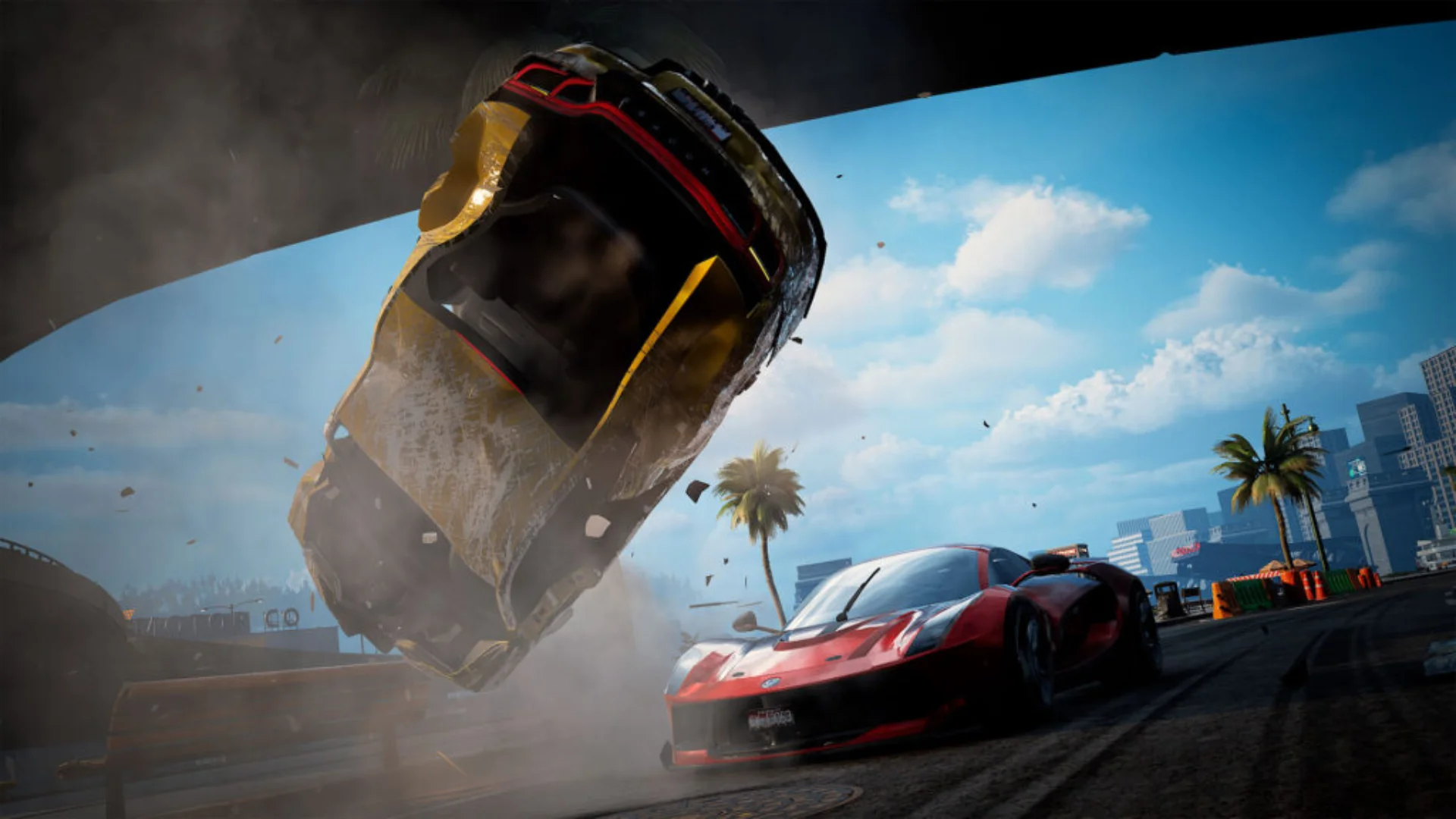 A car flips over during a crash in Wreckreation 2 gameplay.