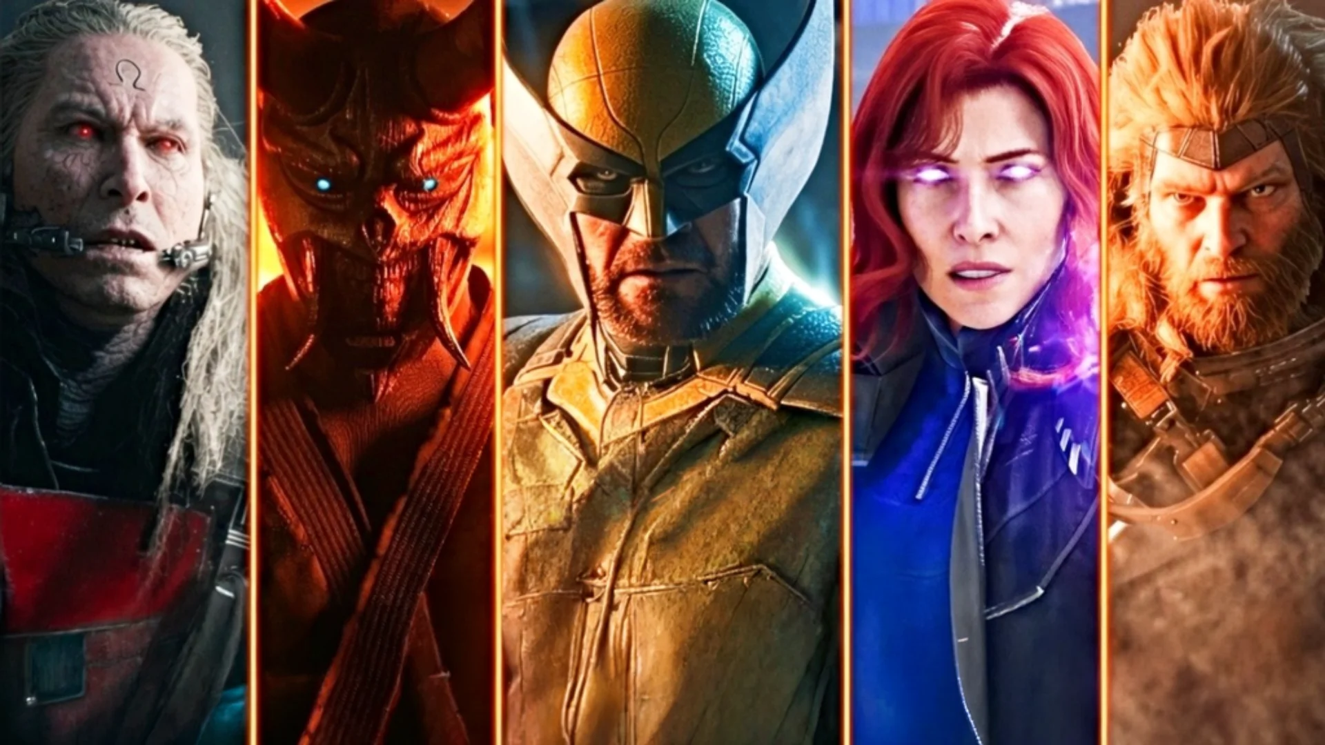 Wolverine extends his metal claws in comic-style Marvel artwork.