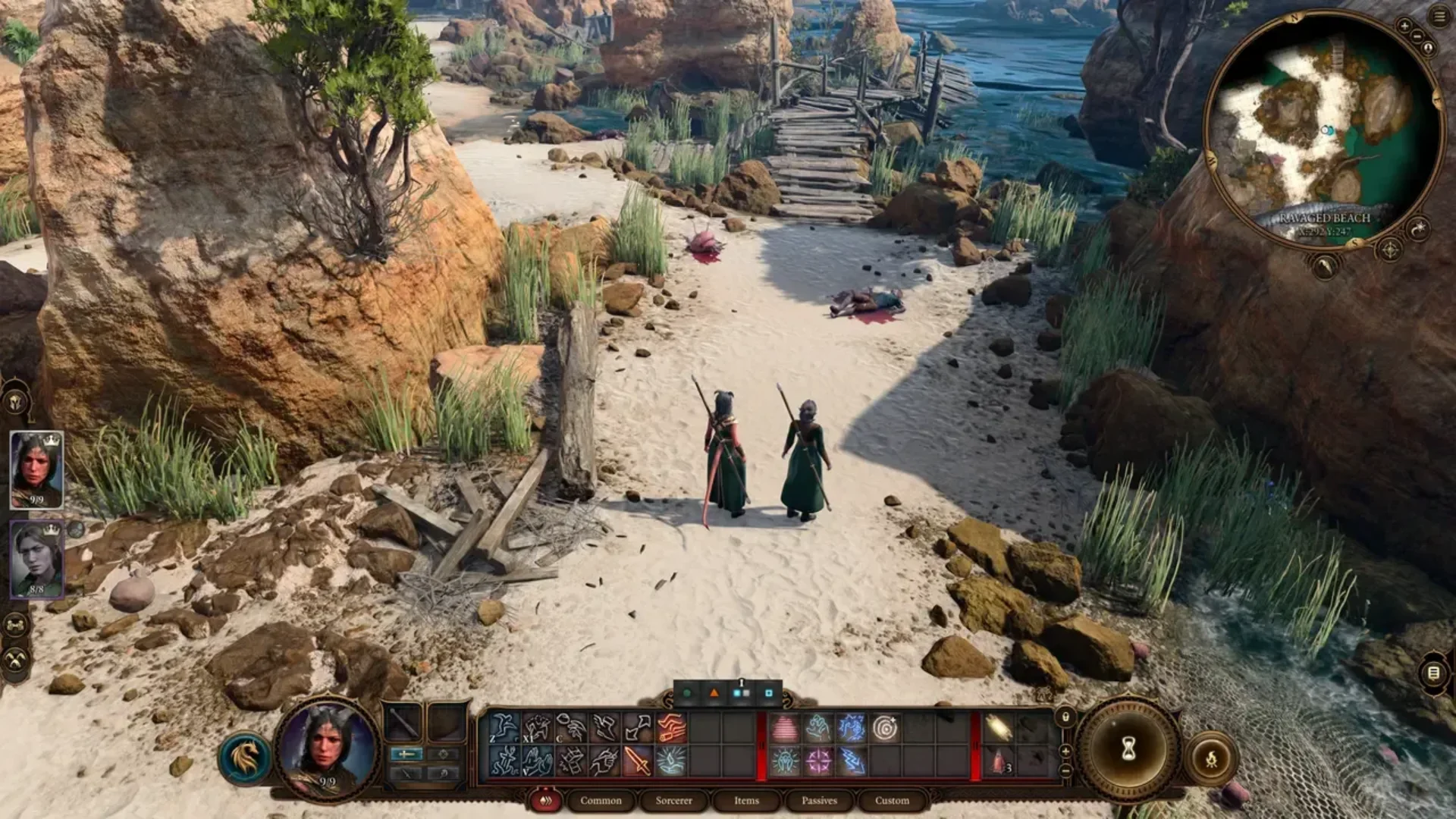 Astarion stands in a forest clearing while several enemies gather ahead in Baldur’s Gate 3.