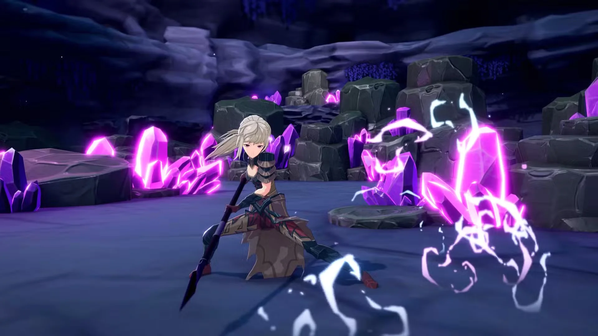 A Beaten Path character wields glowing blades while preparing for combat inside a fantasy ruin.