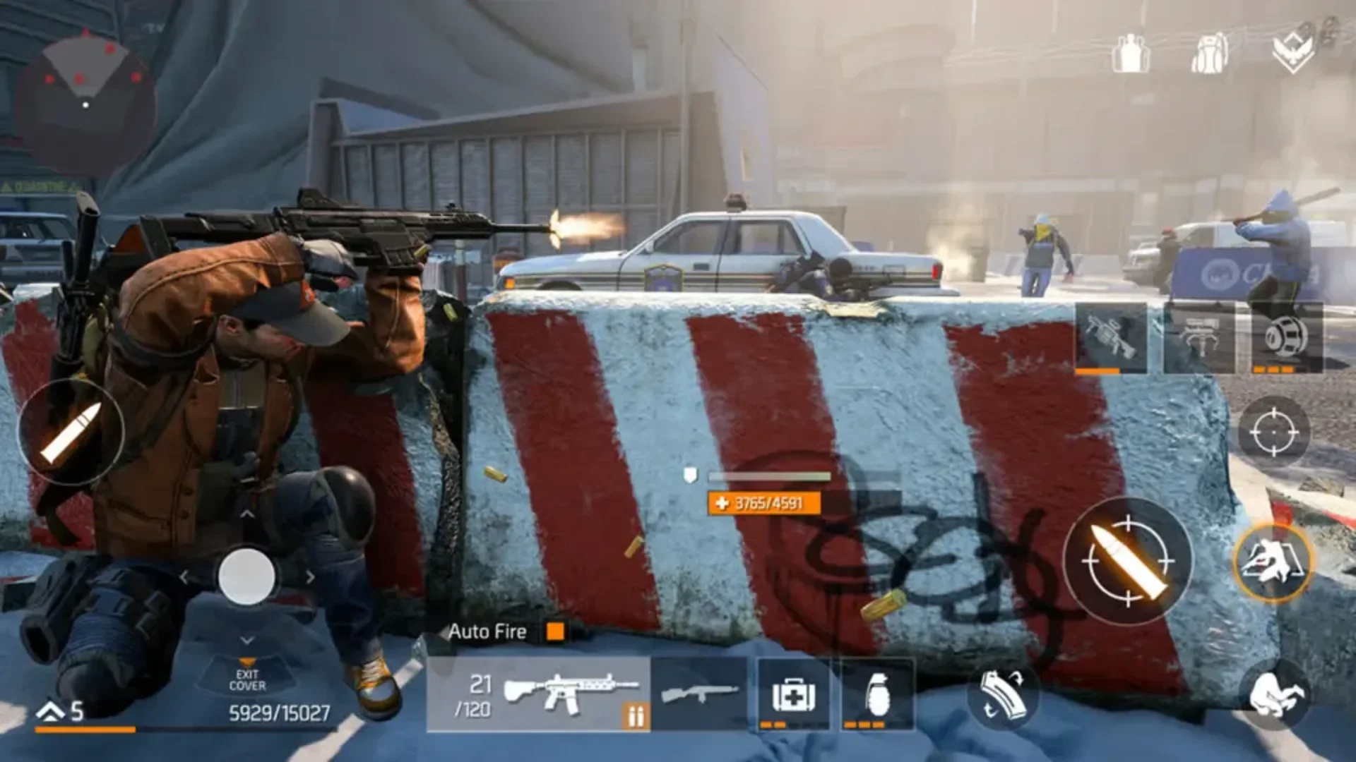 A Division agent fires from behind a concrete barrier during combat in The Division Resurgence.