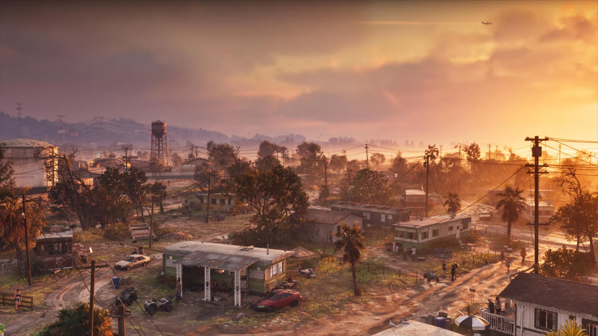 Rural Leonida neighbourhood at sunset in GTA 6
