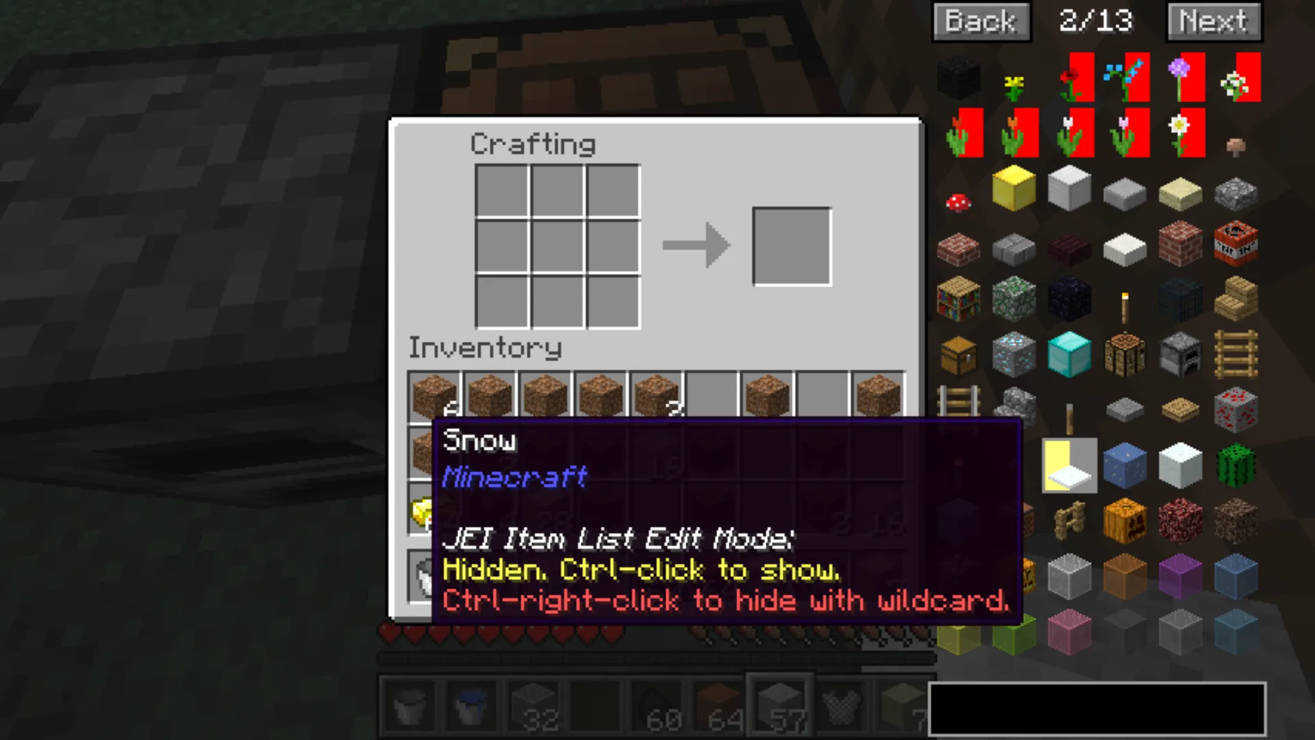 JEI brewing interface shows potion recipes, including a Potion of Regeneration, beside the item list.