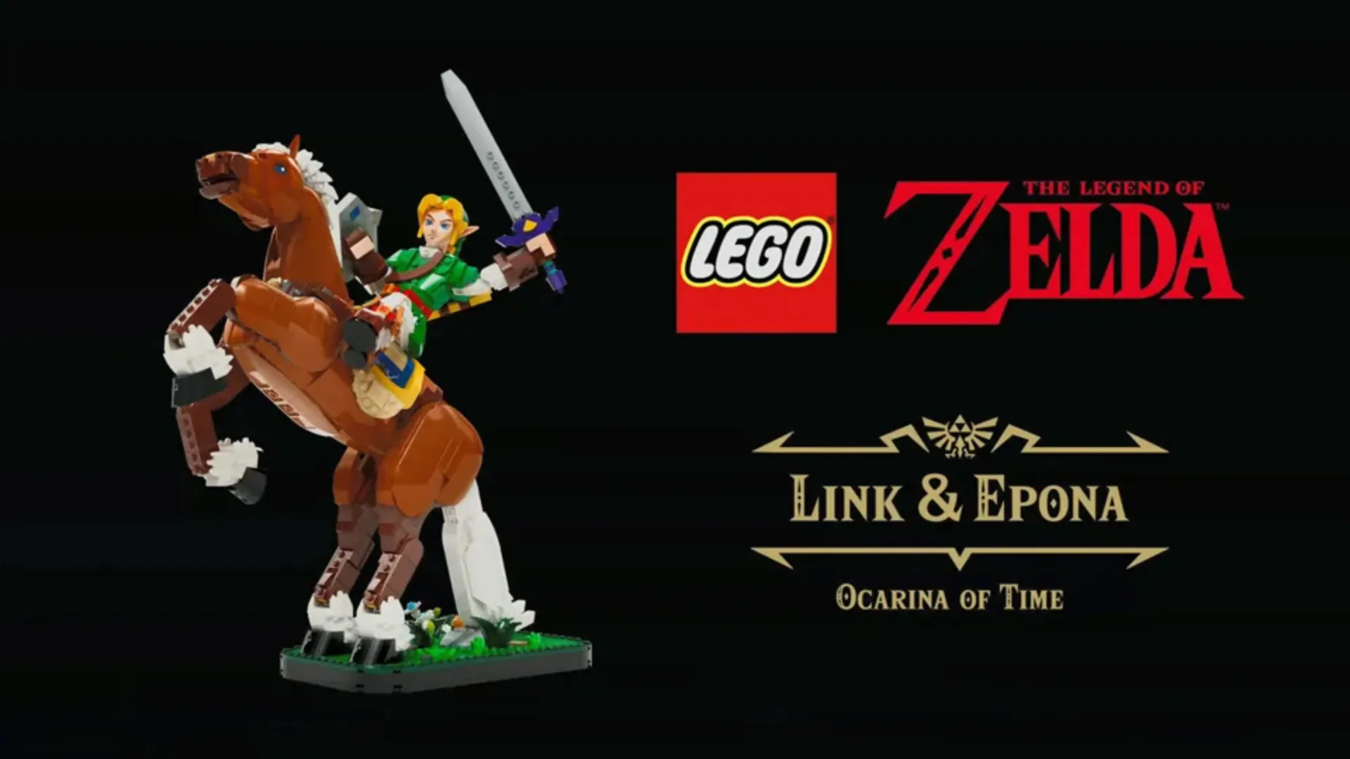 LEGO Link riding Epona in the Ocarina of Time set