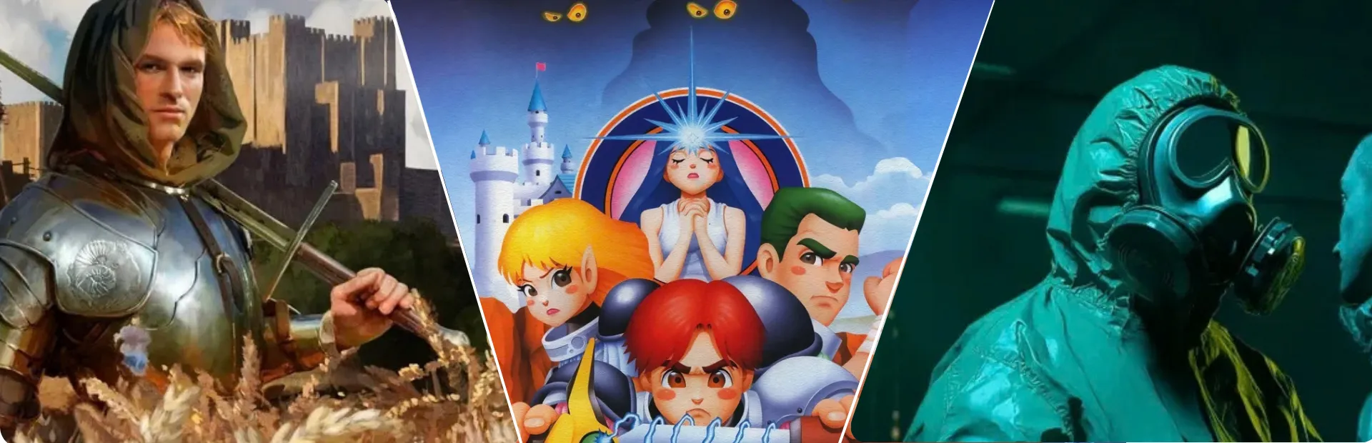 Stronghold 4, Lufia I & II The Sinistrals Saga and Quarantine Zone appear in a three-panel banner