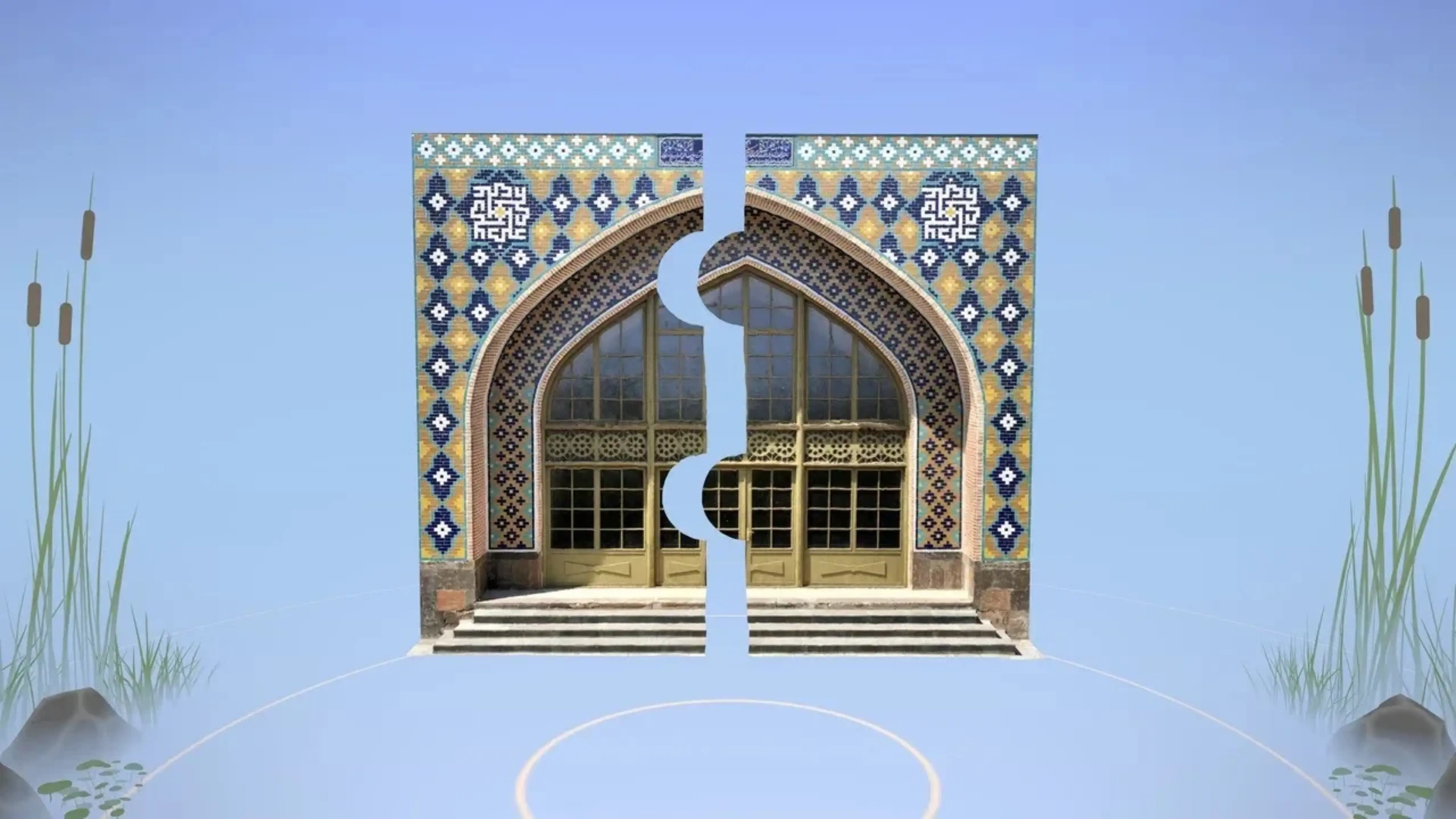 Architectural puzzle pieces being assembled in Puzzling Places