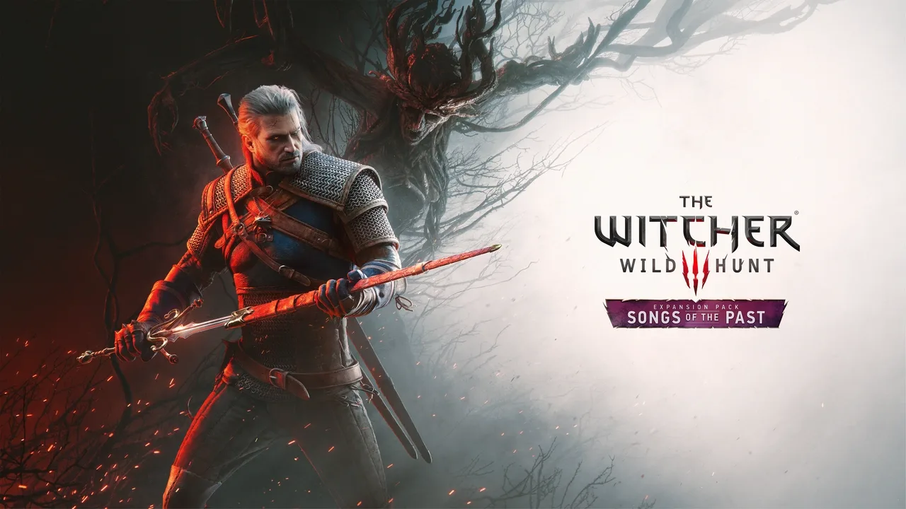 Geralt of Rivia holding a sword in promotional artwork for The Witcher 3: Wild Hunt.