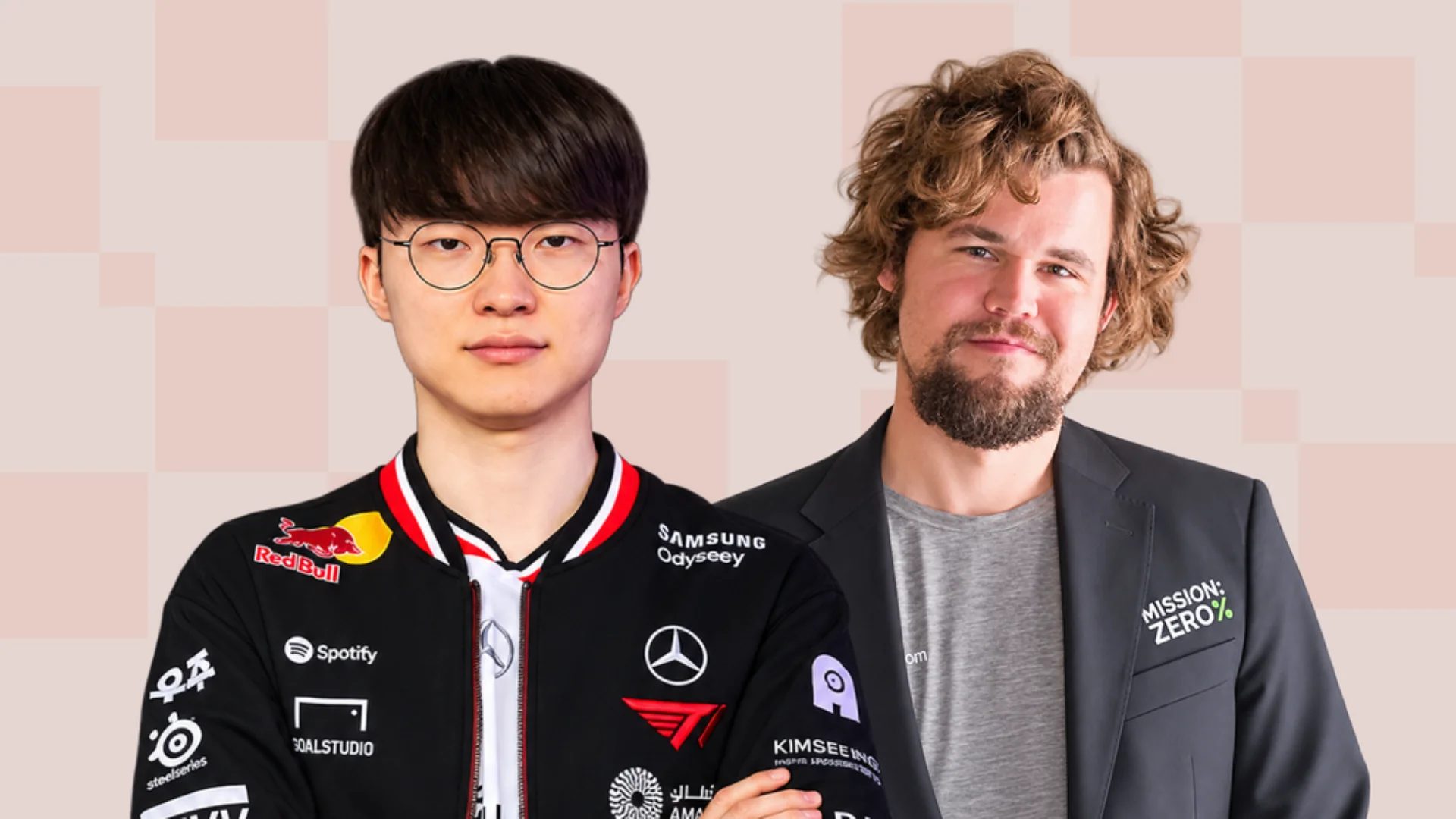 Two Esports Awards personality finalists pose side by side against a light background.