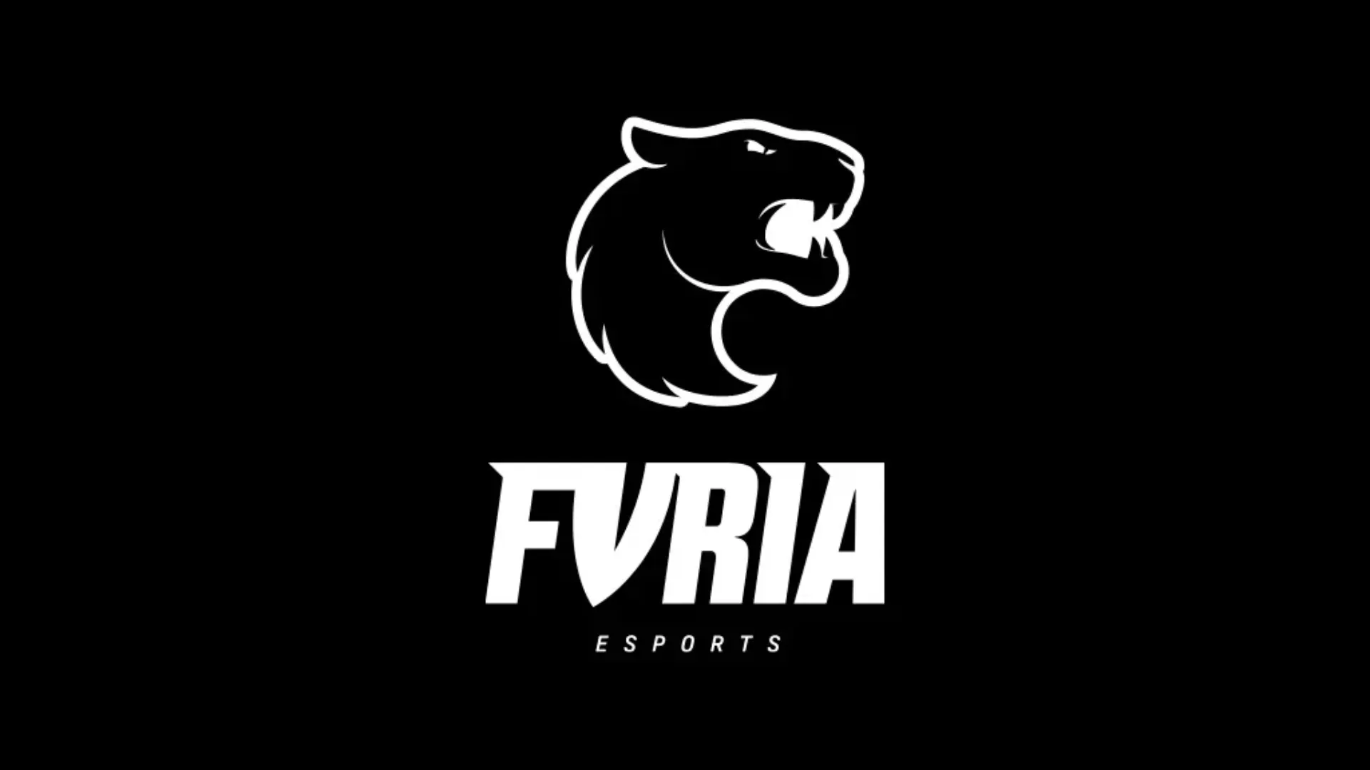 Black and white FURIA Esports panther logo on a black background