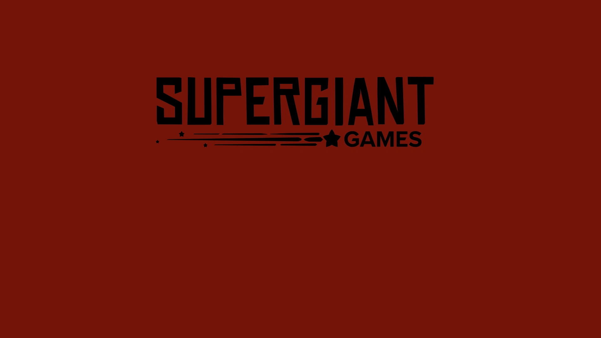 Supergiant Games logo displayed in black against a dark red background.