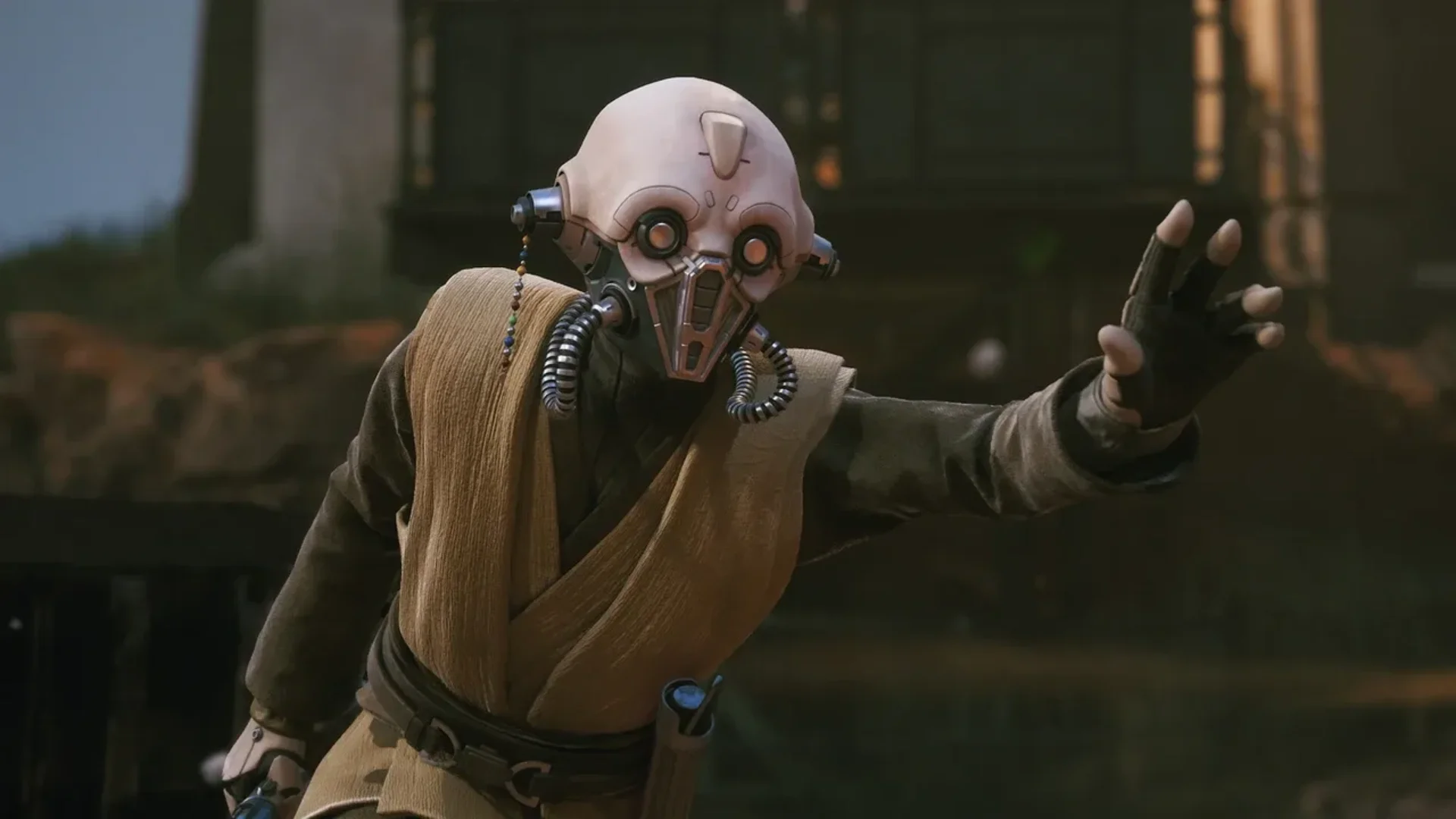 A Star Wars Zero Company character standing in a futuristic battlefield.