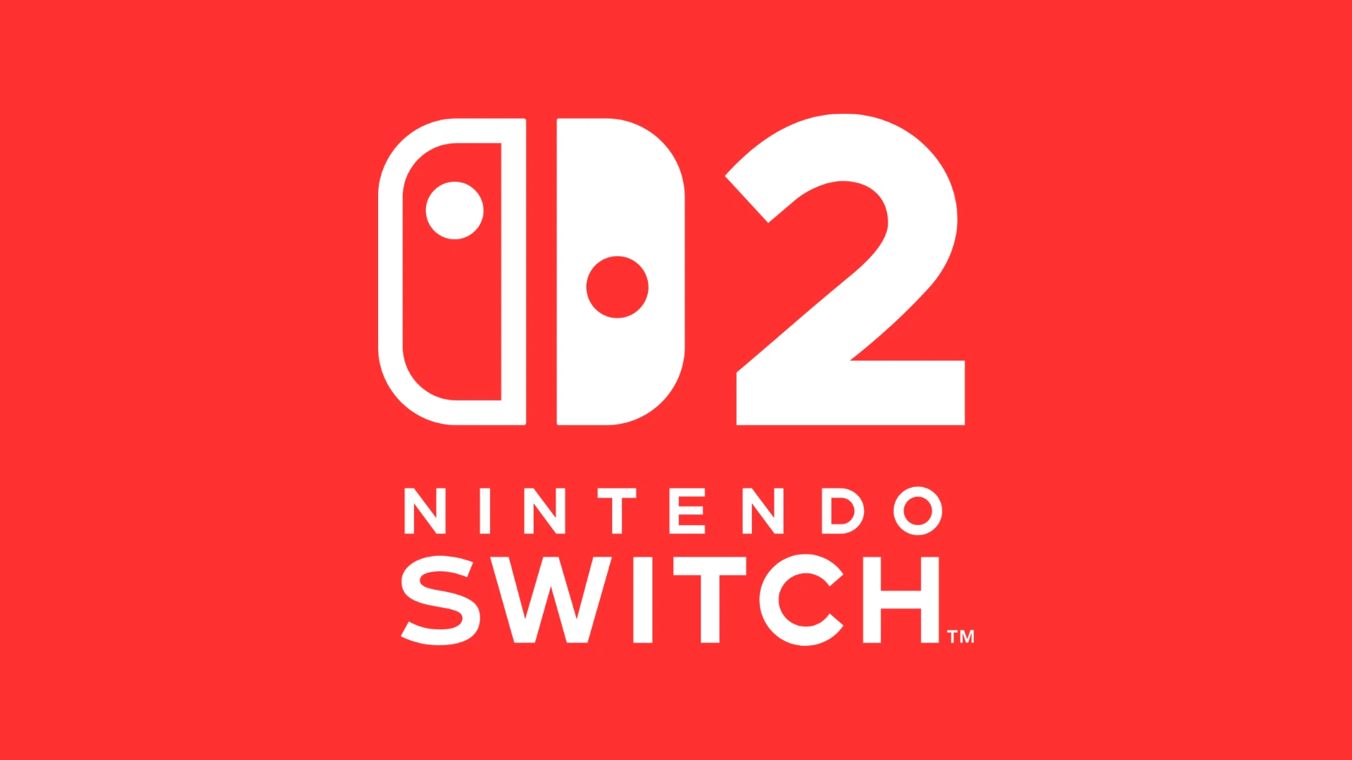 White Nintendo Switch 2 logo appears against a bright red background.