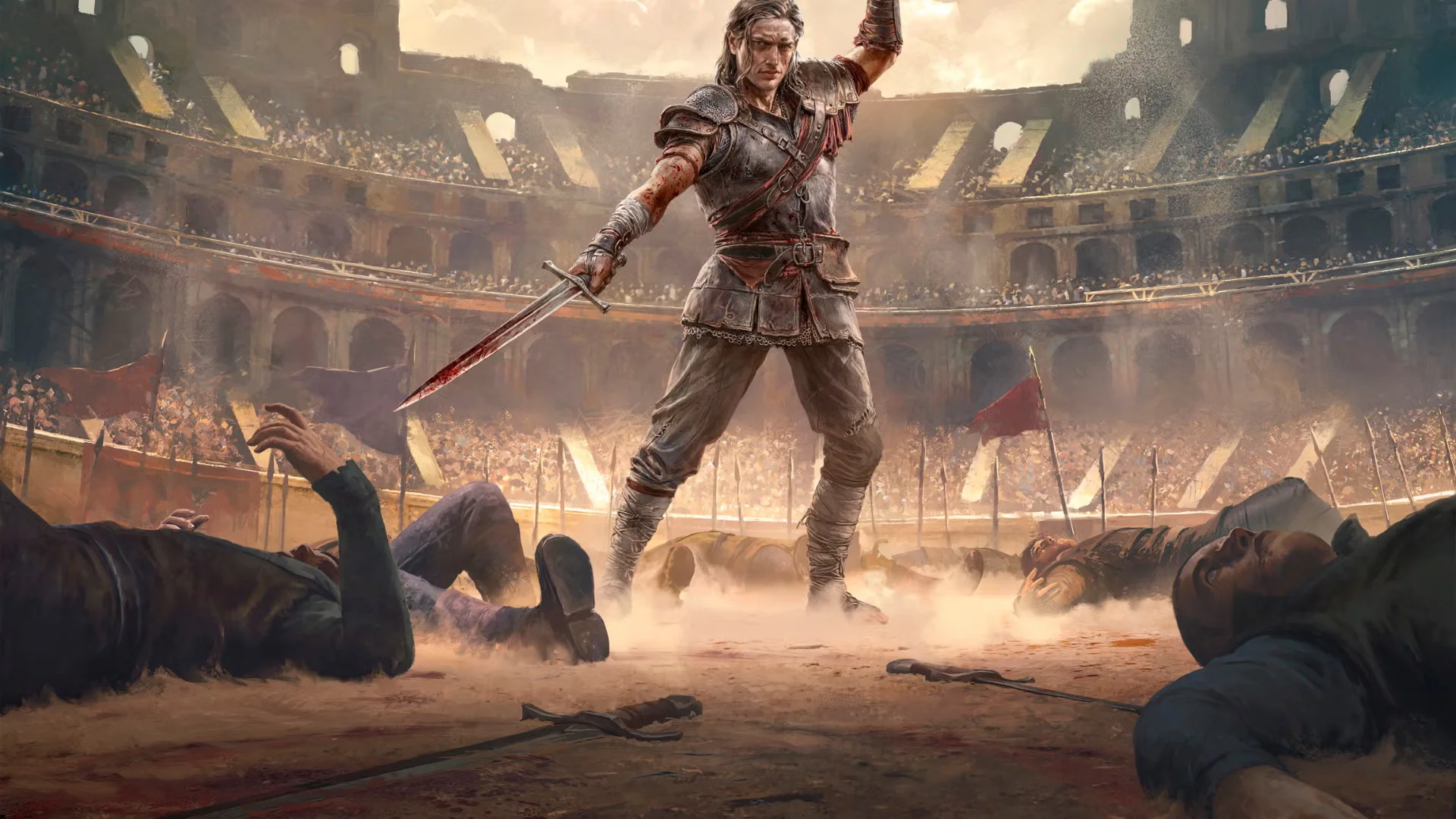 Path of Exile 2 Duelist standing with a sword inside an arena.