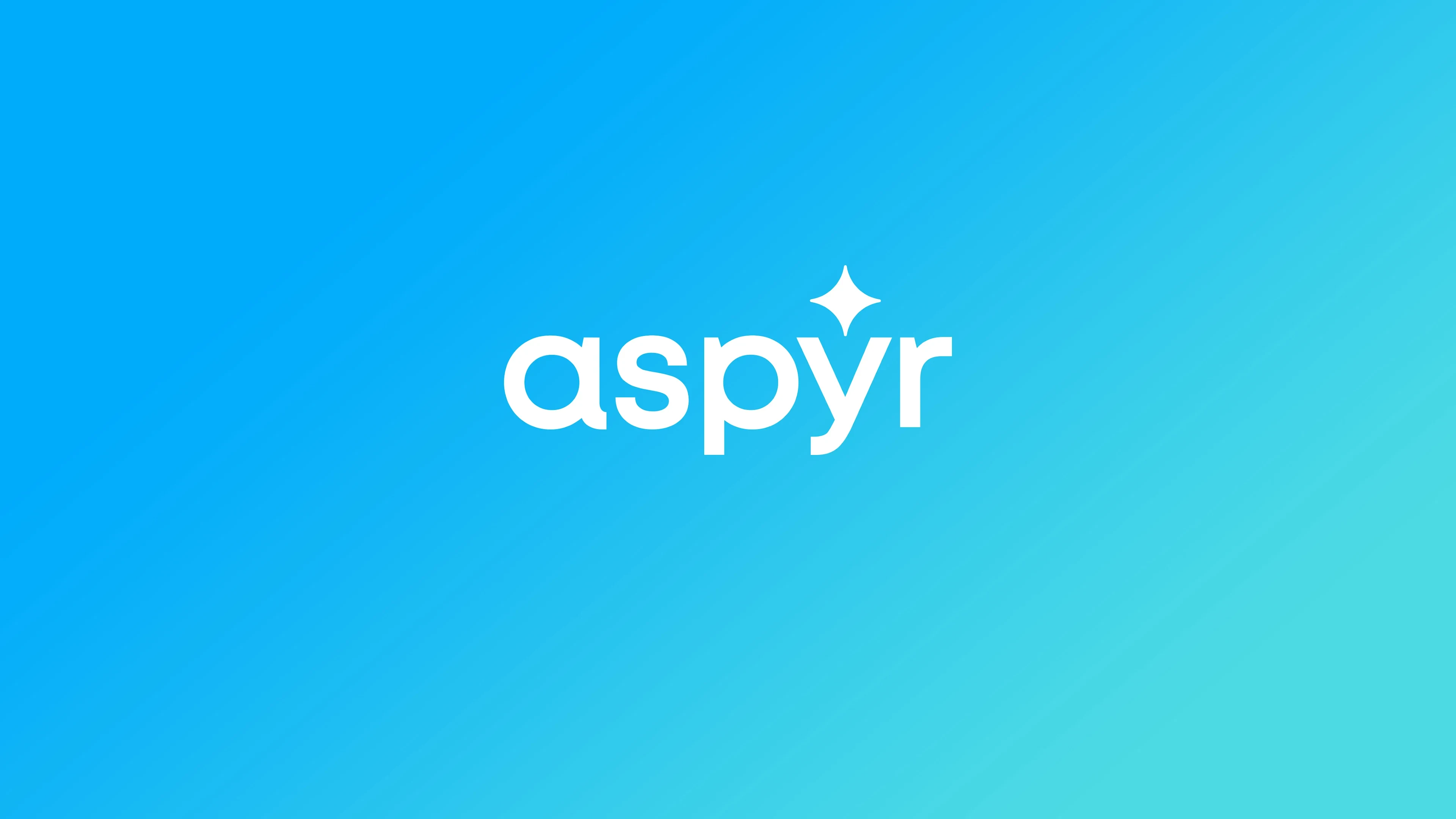 White Aspyr company logo with a star-shaped symbol above the lettering on a blue and turquoise gradient background.
