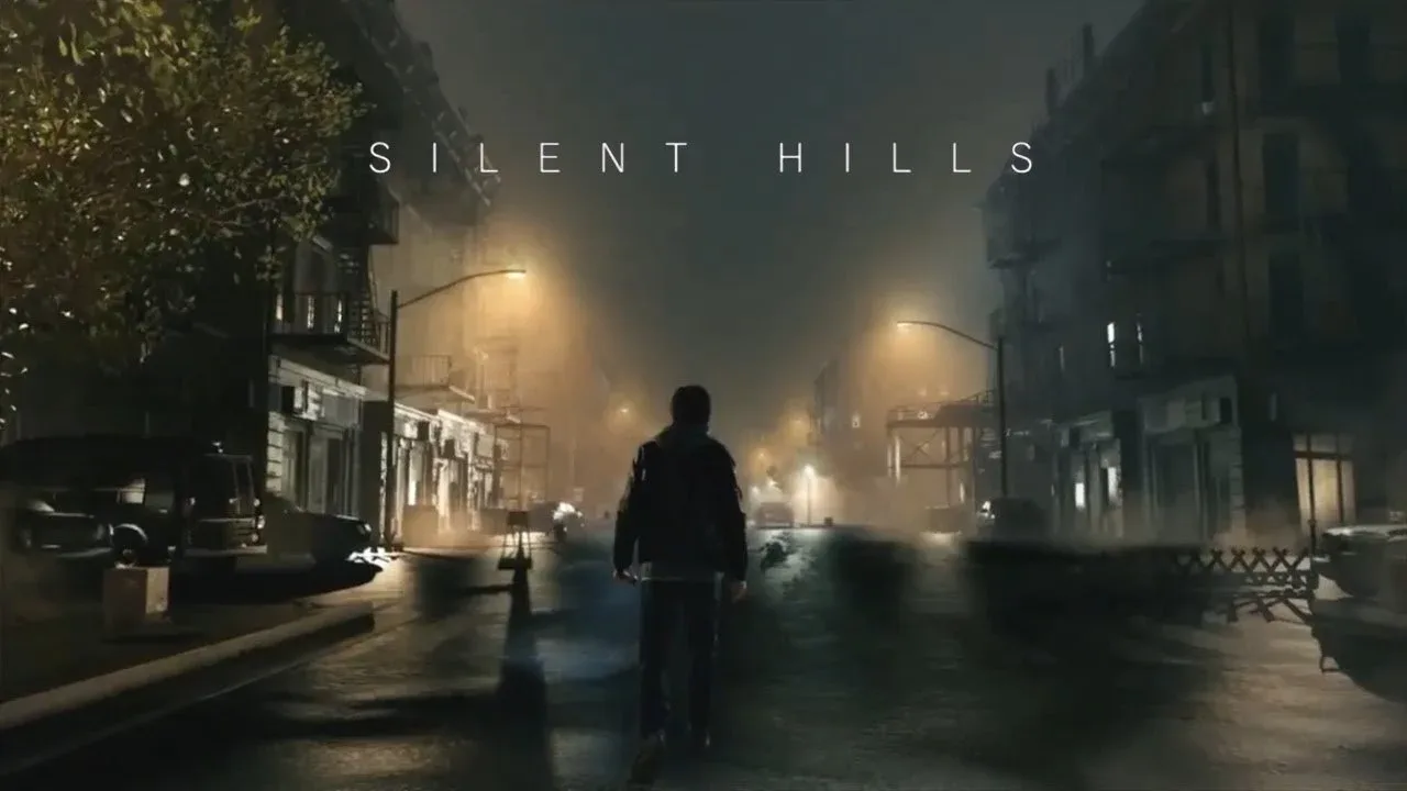 A lone character walks along a dark, fog-covered street beneath the Silent Hills title.