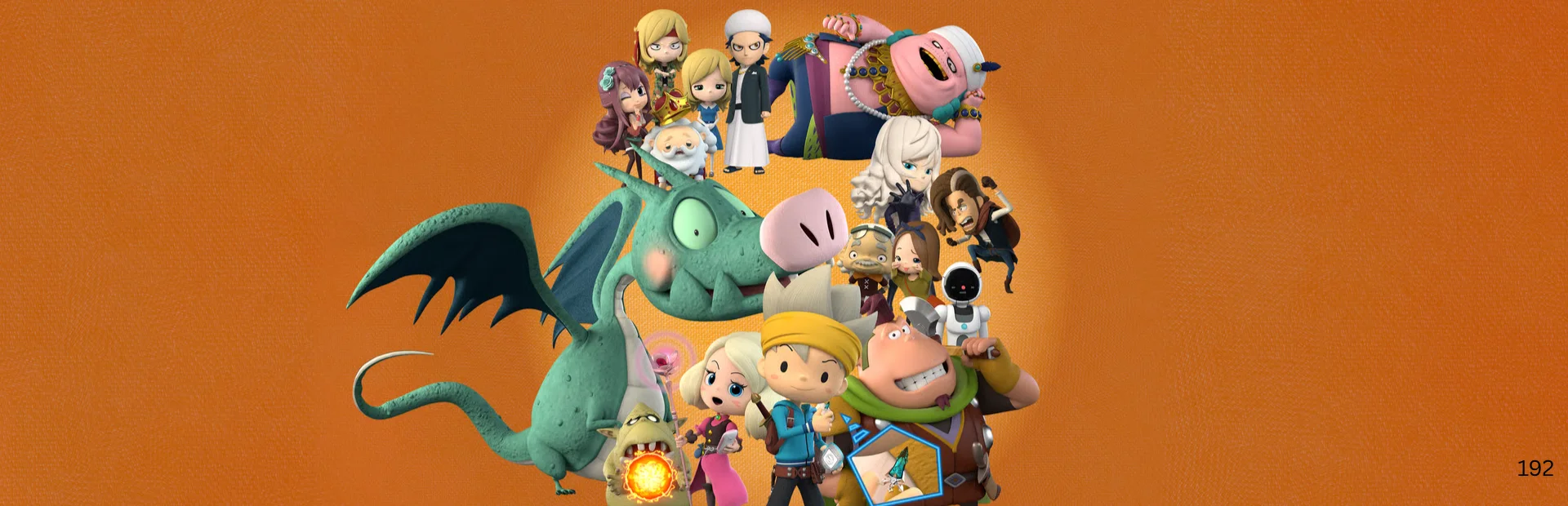Snack World: Reloaded key art featuring Chup, Mayone, a green dragon, and other characters.