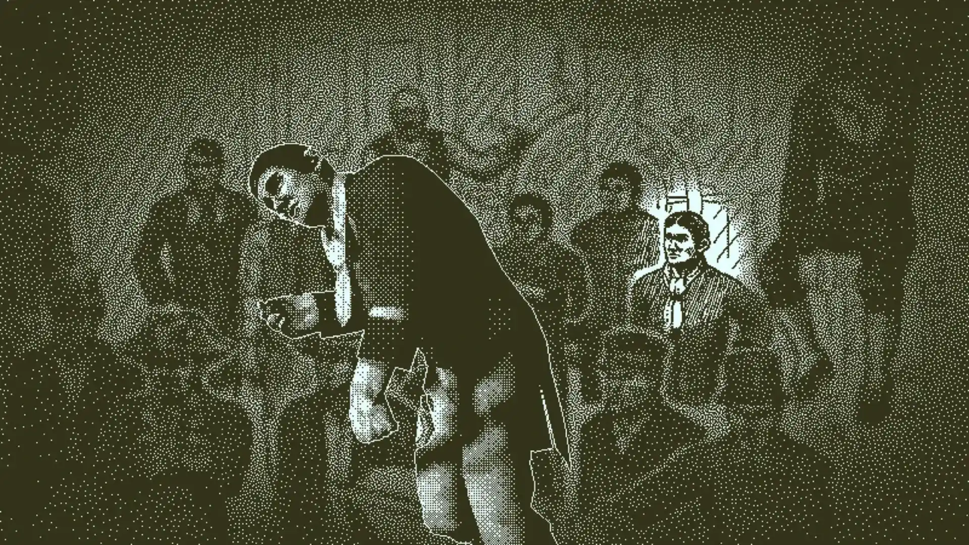 Characters and evidence are examined during a deduction scene in The Case of the Golden Idol.