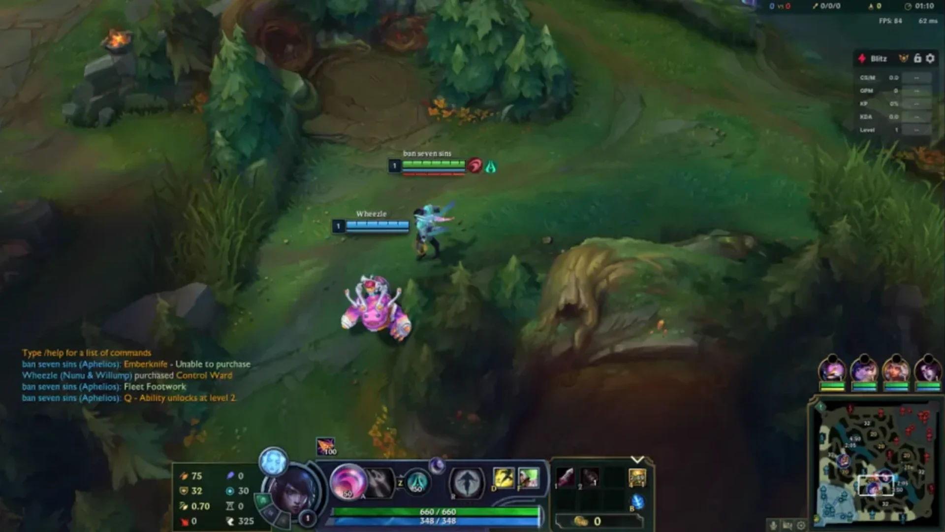 League of Legends champions move through the jungle during an early-game match