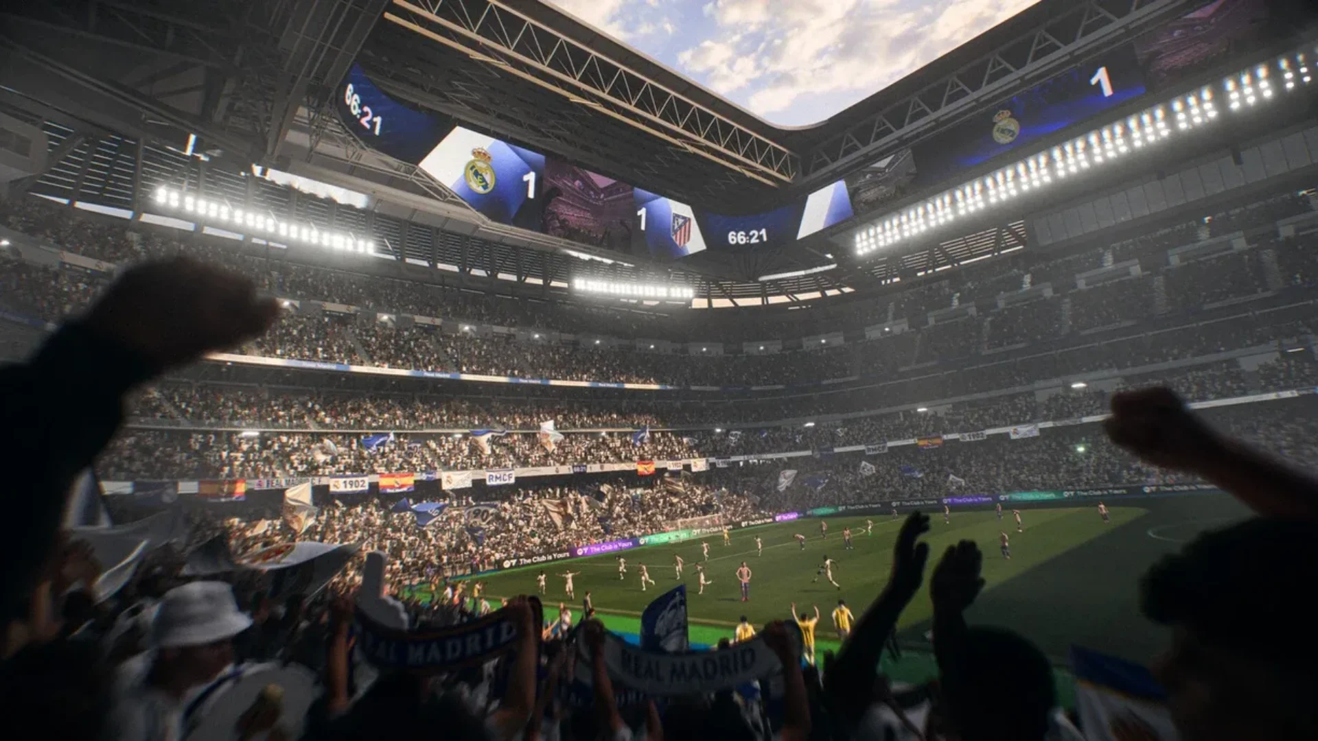 Real Madrid and Atlético Madrid play inside a packed stadium in EA Sports FC 26