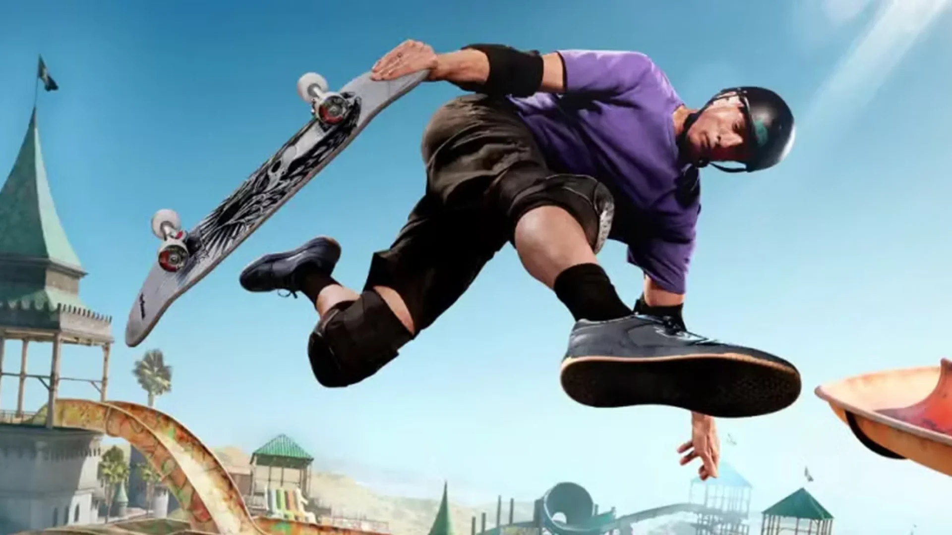 Skater performs an aerial trick in Tony Hawk's Pro Skater 3 + 4