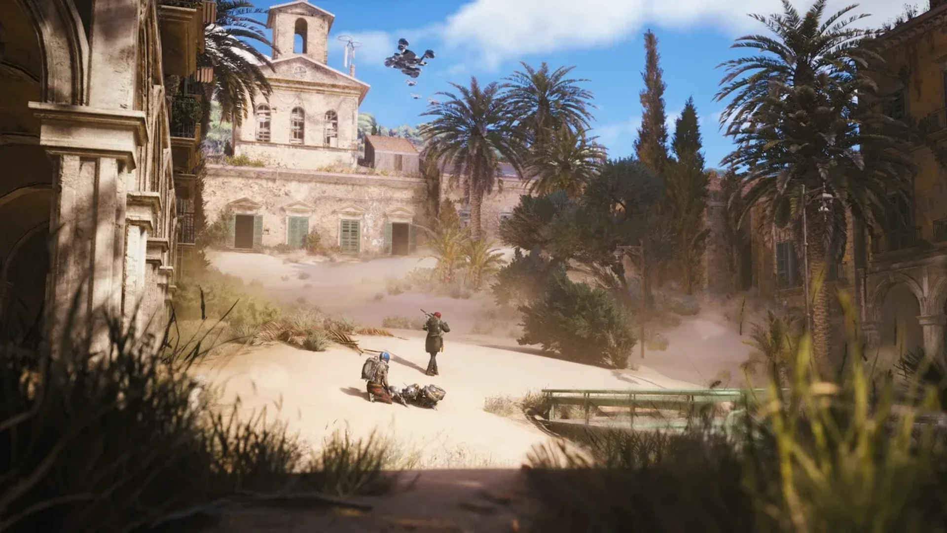 ARC Raiders players explore a sunlit ruined city during an extraction run