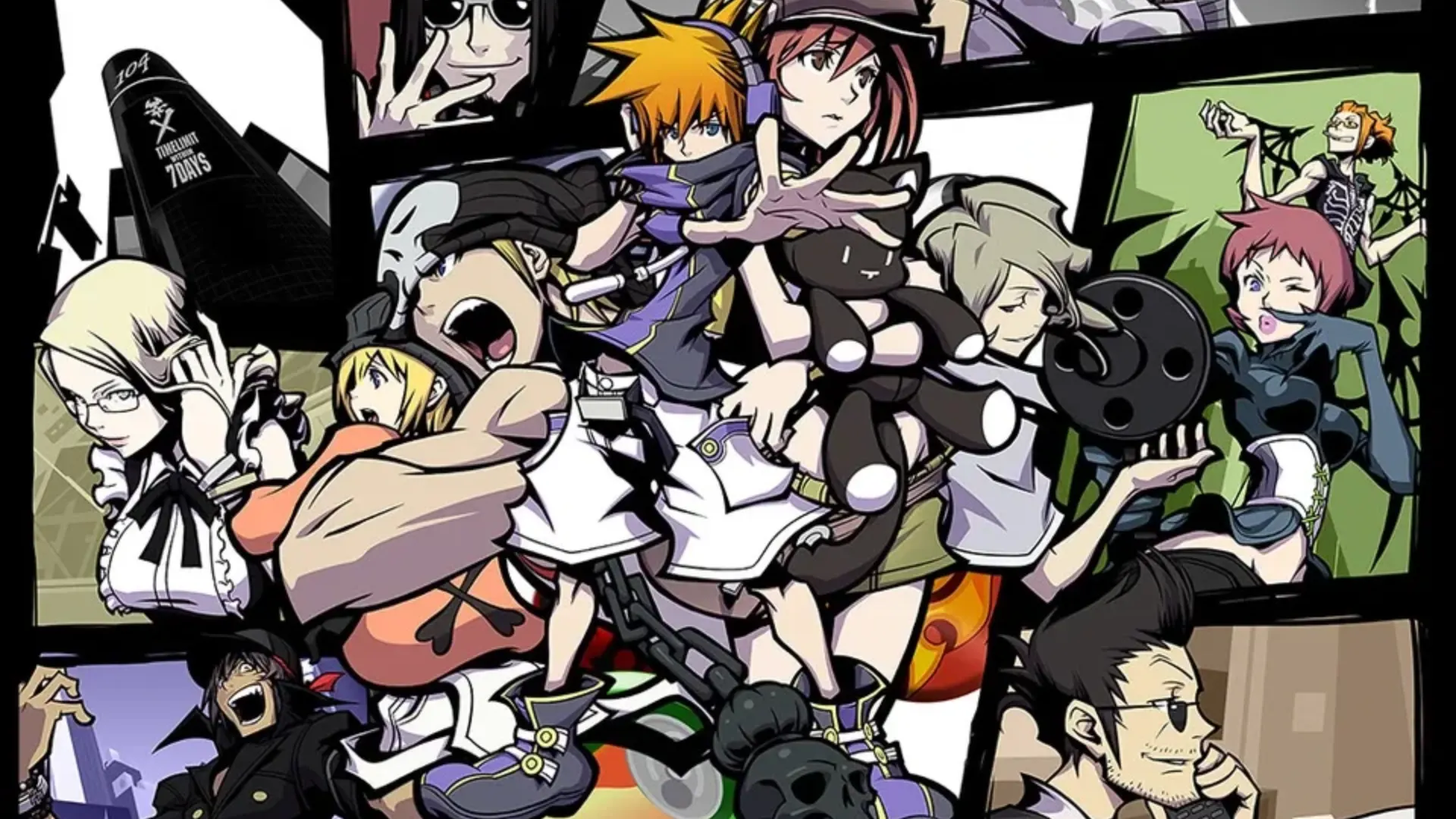 Neku and other characters assembled in The World Ends with You promotional artwork